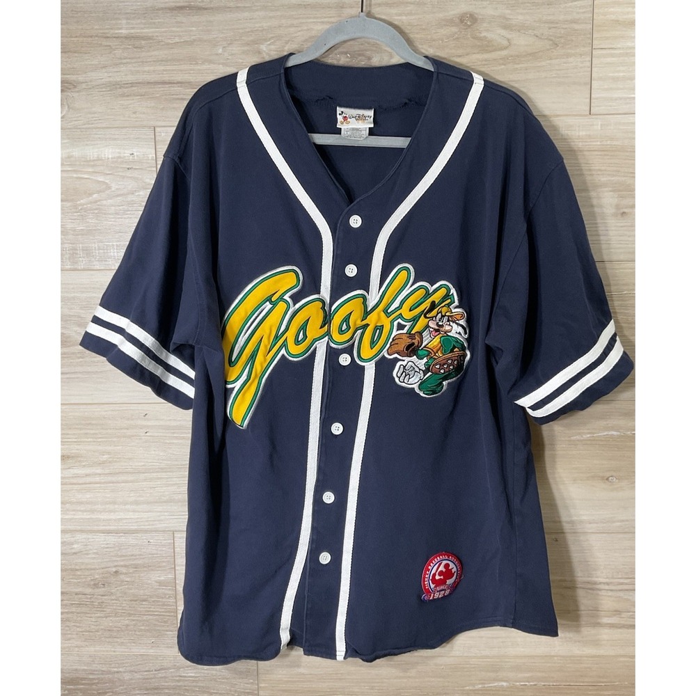 Vintage 1990's Walt Disney World Disneyland Resort Goofy Baseball Jersey Size L